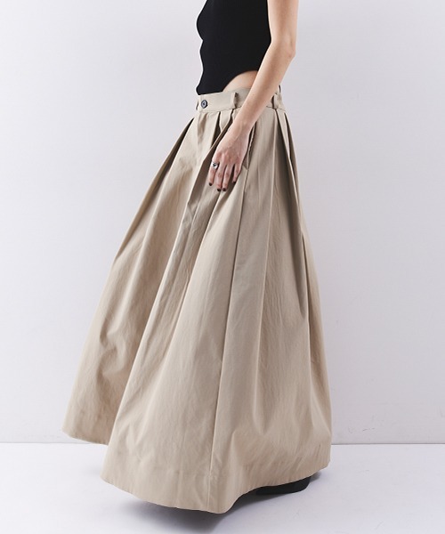 HANNE ロング スカート タックフレアマキシスカート : ZOZOTOWN Yahoo