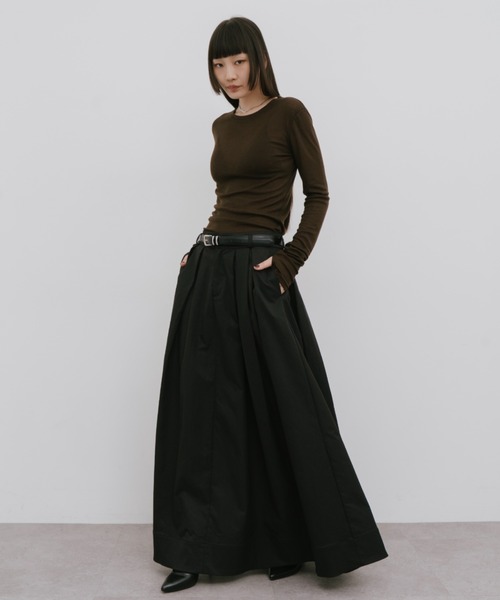 HANNE ロング スカート タックフレアマキシスカート : ZOZOTOWN Yahoo