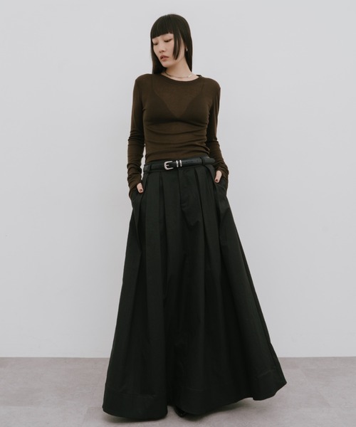 HANNE ロング スカート タックフレアマキシスカート : ZOZOTOWN Yahoo
