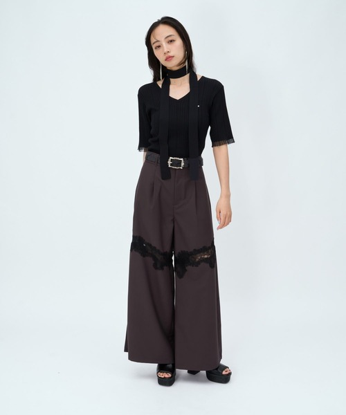 HARE（ハレ） ワイドパンツ スラックス パンツ 「接触冷感」レース 