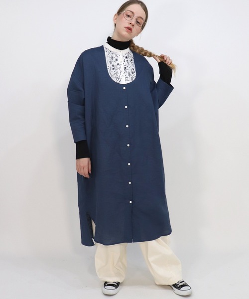 「haupia」 長袖ワンピース 38 グレー レディース_画像3