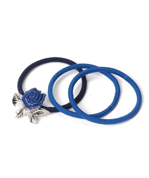 LANVIN en Bleu ヘアゴム ブルーローズチャームポニー レディース 