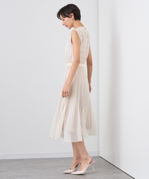ANAYI ワンピース チェックオーガン重ねプリーツワンピース