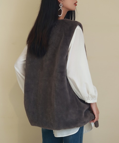 SAISON DE PAPILLON（セゾンドパピヨン） ベスト ジレ モコモコミドル