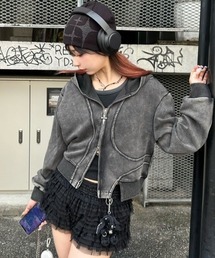 XU パーカー 「Never mind the XU」crop zip up hoodie / 「ネバー
