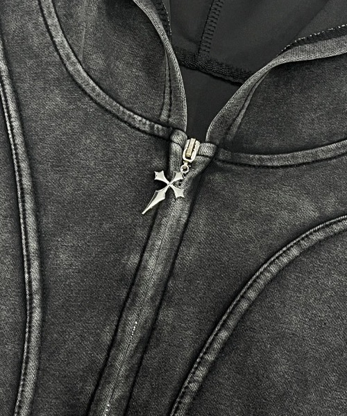 XU パーカー 「Never mind the XU」crop zip up hoodie