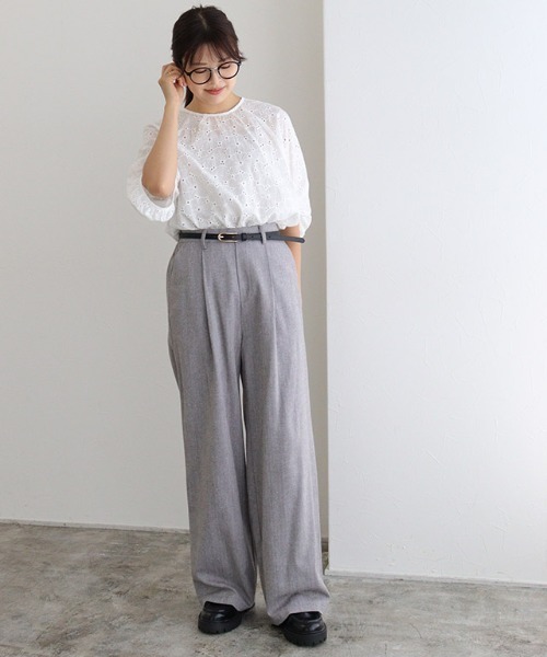Pierrot ブラウス シャツ コットンレースブラウス レディース