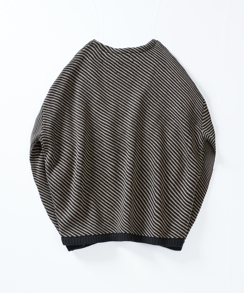 Aphlotus セーター ニット Wジャガード ディープVネック グラフィック