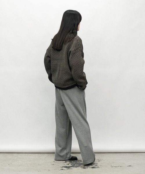 Aphlotus セーター ニット Wジャガード ディープVネック グラフィック