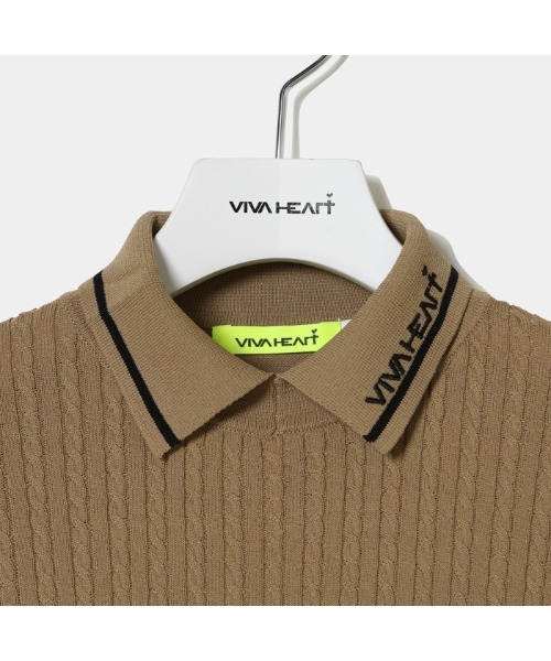 VIVA HEART（ビバハート）長袖リブニットポロ VIVA HEART ニット セーター 「VIVA HEART/GOLF」長袖リブニット