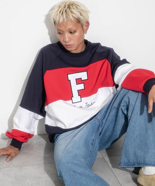 FILA（フィラ） トレーナー スウェット ∴WEGO/別注FILAパネル切替プル