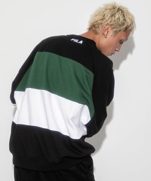 FILA（フィラ） トレーナー スウェット ∴WEGO/別注FILAパネル切替プル