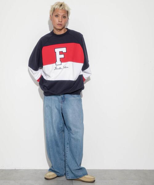 FILA（フィラ） トレーナー スウェット ∴WEGO/別注FILAパネル切替プル