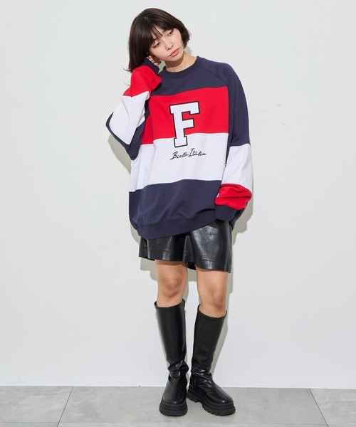 FILA（フィラ） トレーナー スウェット ∴WEGO/別注FILAパネル切替プル