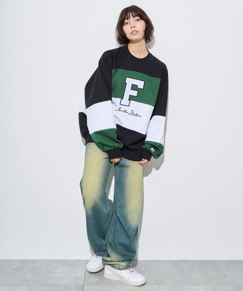 FILA（フィラ） トレーナー スウェット ∴WEGO/別注FILAパネル切替プル