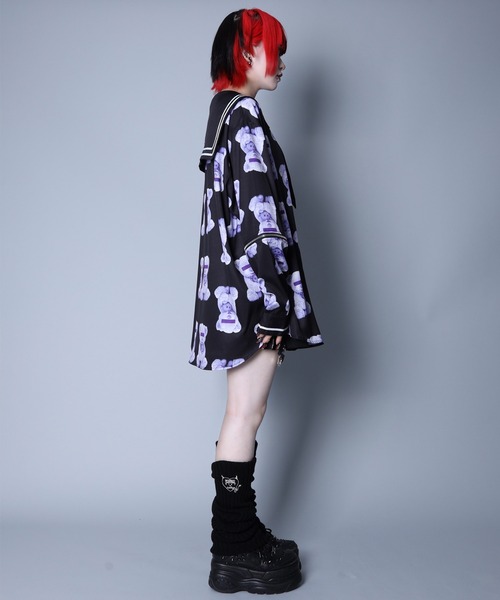 ブラウス シャツ PSYCHO PASS総柄セーラーカラープルオーバー レディース メンズ Amilige ブラウス シャツ PSYCHO PASS総柄セーラーカラープル