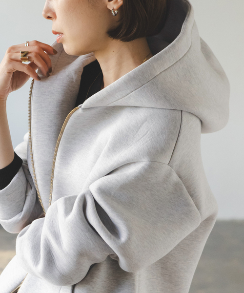 NOBLE パーカー ダンボールニットフーデットパーカー レディース