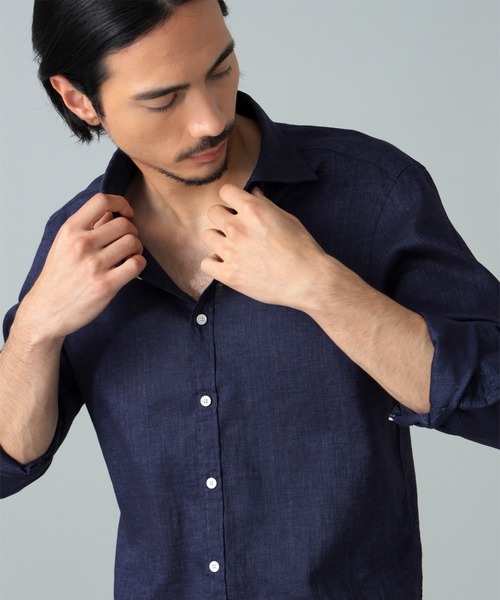 【希少】Brilla per il gusto リネン シャツ L ネイビー Brilla per il gusto（ブリッラ ペル イル グスト）【別注】Blu