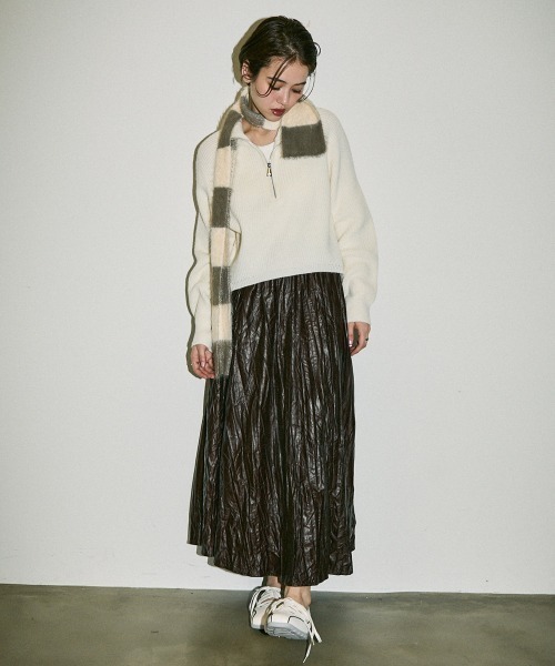 Clum ロング スカート synthetic leather washer flare skirt / 合成