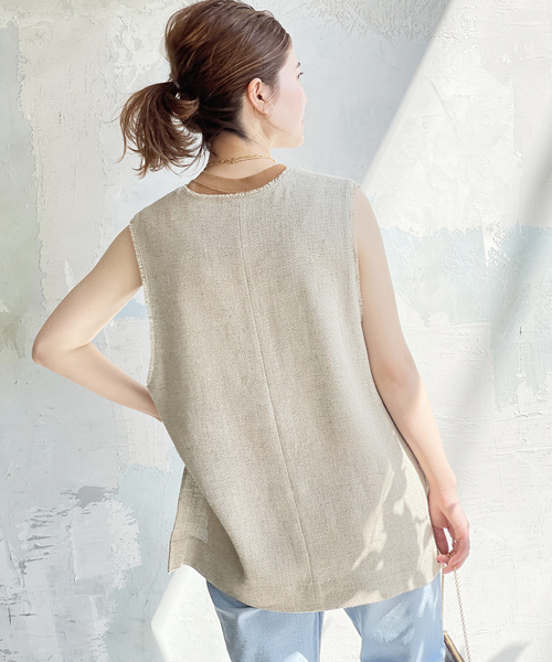Spick &amp; Span - 【新品未着用】スピックアンドスパン　シャーリングノースリーブブラウス　ブラウン Spick & Span（スピックアンドスパン）の「シャーリング