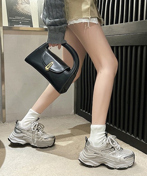 Lace Ladies スニーカー 配色 厚底 メタリック ダッド