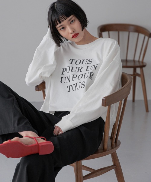 LOWRYS FARM（ローリーズファーム） tシャツ ショートロゴプリントLS