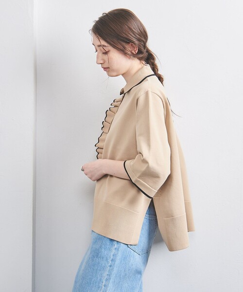 UNITED ARROWS ニット セーター ミニマル フリル ポロニット