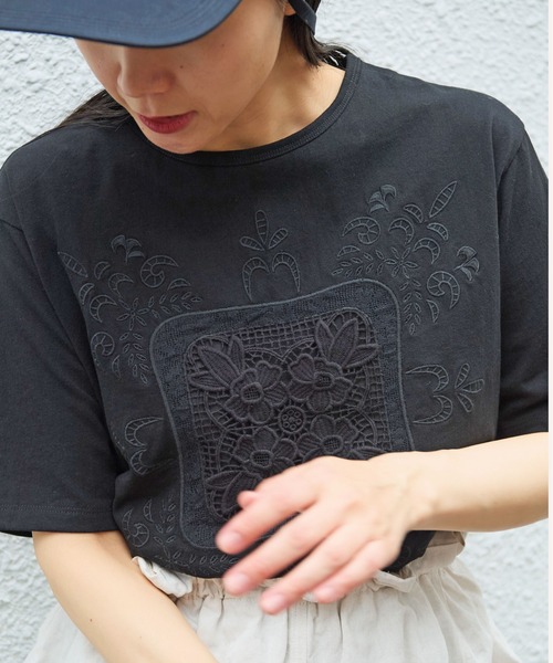 yuni tシャツ コットンレース刺繍Tシャツ レディース : ZOZOTOWN