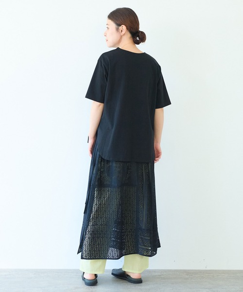 yuni コットンレース刺繍Tシャツ △コットンレース刺繍Tシャツ（Tシャツ/カットソー）｜yuni