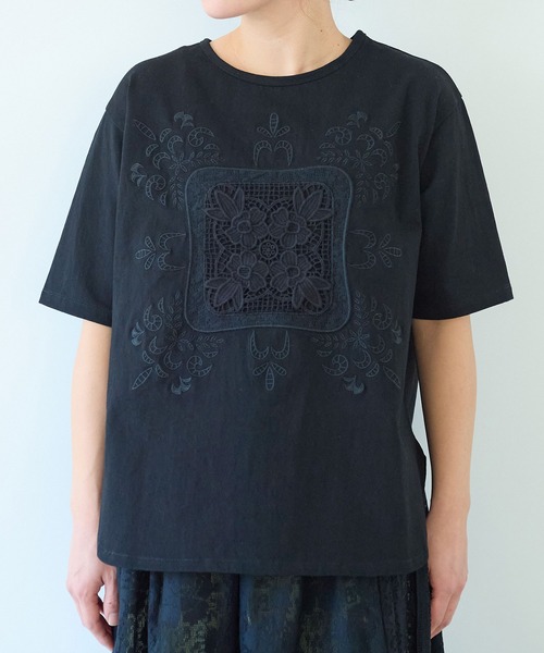 yuni コットンレース刺繍Tシャツ yuni tシャツ コットンレース刺繍Tシャツ レディース : ZOZOTOWN