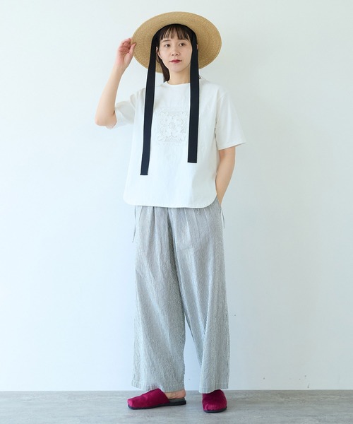yuni コットンレース刺繍Tシャツ yuni tシャツ コットンレース刺繍Tシャツ レディース : ZOZOTOWN