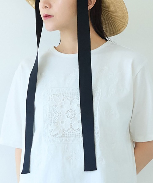 yuni tシャツ コットンレース刺繍Tシャツ レディース : ZOZOTOWN