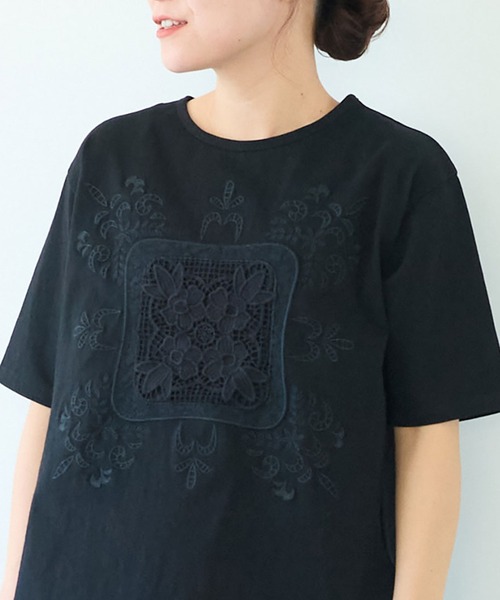 yuni tシャツ コットンレース刺繍Tシャツ レディース : ZOZOTOWN