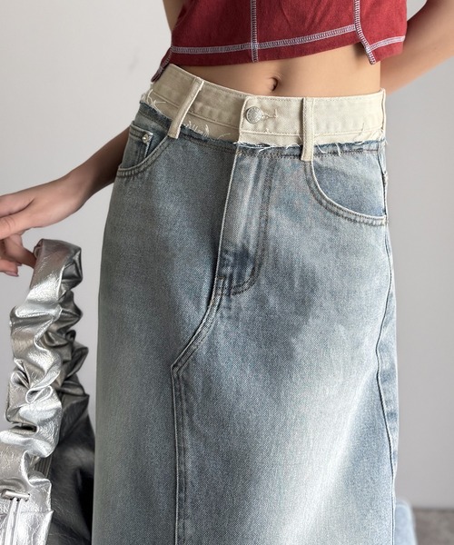 Java デニムスカート 「JaVaジャバ コラボ」上品見えする大人のデニム