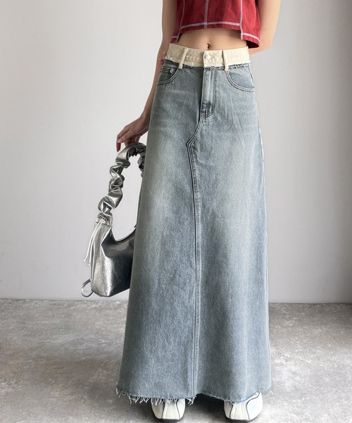 Java デニムスカート 「JaVaジャバ コラボ」上品見えする大人のデニム