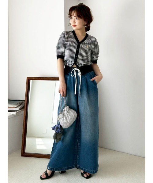 LILY BROWN グリーン バルーンデニムパンツ LILY BROWN ジーンズ デニム デニムパンツ 「ZOZO限定カラー