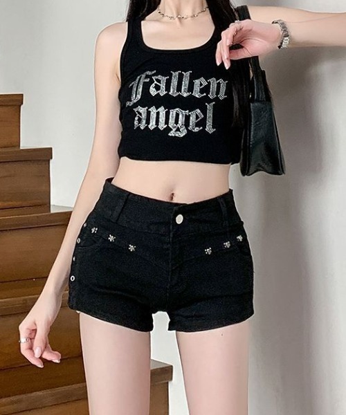 d.i.a スタッズ付きデニムショートパンツ　新品タグ付き 楽天市場】スタッズ付き デニムショートパンツ☆デニムショー