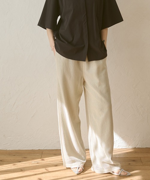 hunch（ハンチ） パンツ ラメメッシュ ストレートパンツ レディース