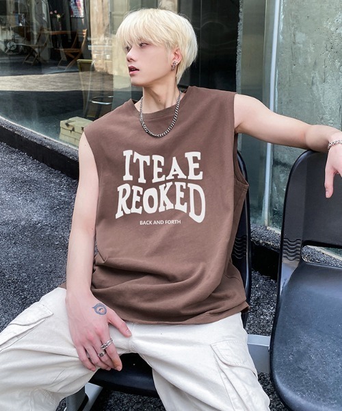 tシャツ オーバーサイズ タンクトップ メンズ / ロゴプリント
