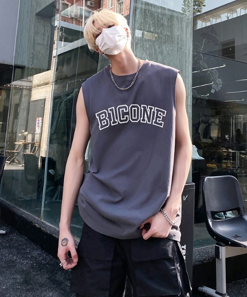 tシャツ オーバーサイズ タンクトップ メンズ / ロゴプリント
