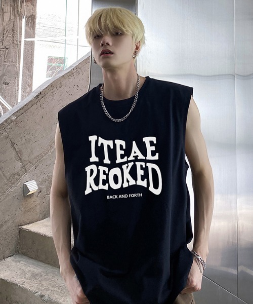 tシャツ オーバーサイズ タンクトップ メンズ / ロゴプリント