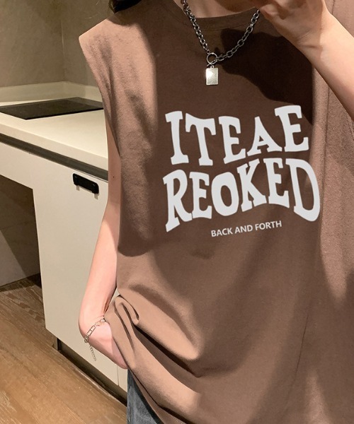 tシャツ オーバーサイズ タンクトップ メンズ / ロゴプリント