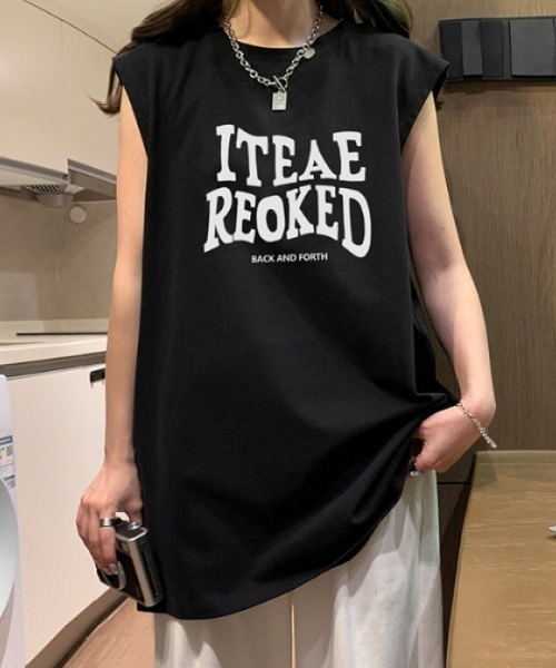 tシャツ オーバーサイズ タンクトップ メンズ / ロゴプリント