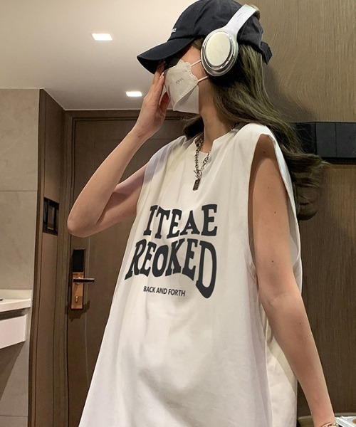tシャツ オーバーサイズ タンクトップ メンズ / ロゴプリント