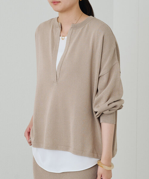Loungedress　天竺和紙ニット Loungedress ニット セーター 和紙天竺スキッパーニット