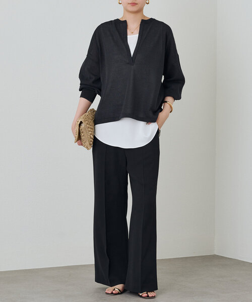 美品♡Loungedress 和紙ニット ゆったり オーバーサイズ フリーサイズ Loungedress ニット セーター 和紙天竺スキッパーニット