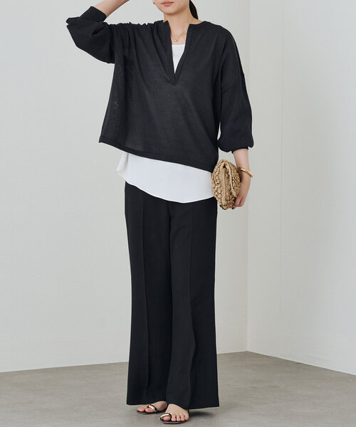 ラウンジドレス【新品タグ付き】和紙天竺ニット シアー サマーニット LOUNGEDRESS（ラウンジドレス）の「和紙天竺ニット（ニット