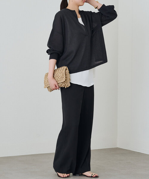 ニット セーター 和紙天竺スキッパーニット レディース Loungedress ニット セーター 和紙天竺スキッパーニット