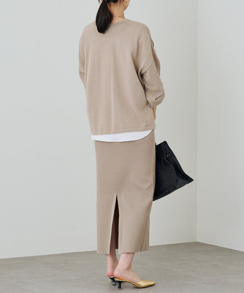 美品♡Loungedress 和紙ニット ゆったり オーバーサイズ フリーサイズ Loungedress ニット セーター 和紙天竺スキッパーニット
