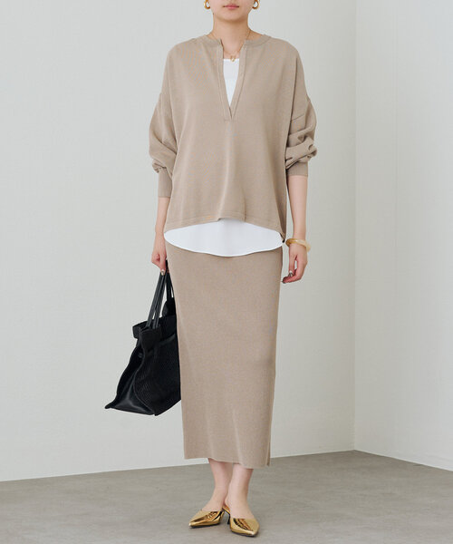 Loungedress ニット セーター 和紙天竺スキッパーニット